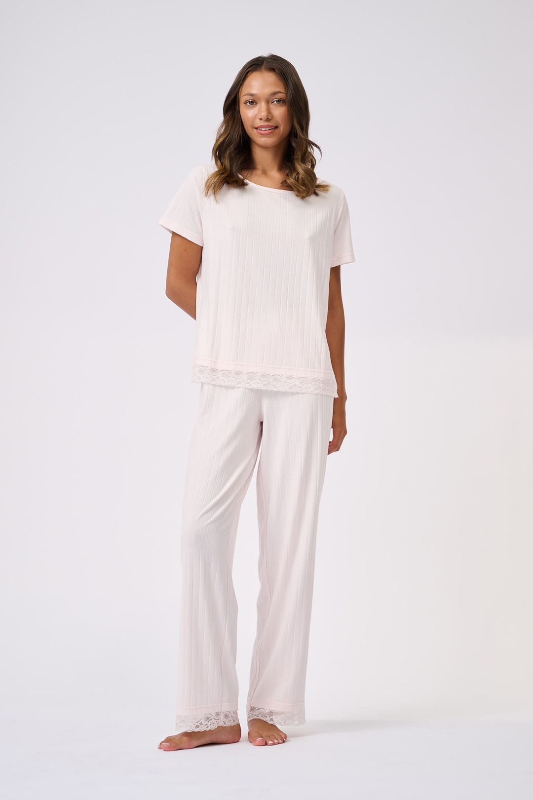 Ted Baker Betty Wide Leg Pyjama Set Violet Rib
