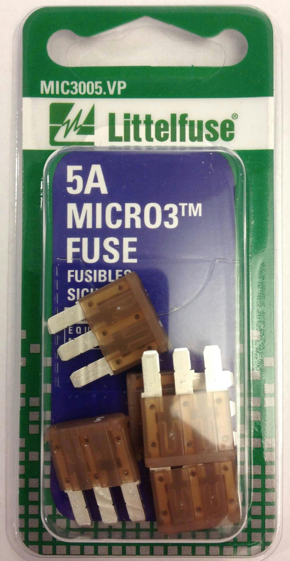 Littelfuse Micro3 Blade 32V Ag 5A Fuse, 5-pk