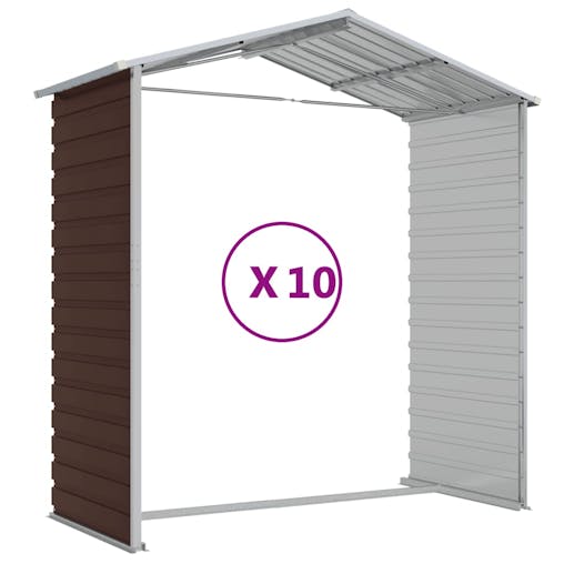 NNEVL Garden Shed Brown 191x895x198 cm Galvanised Steel