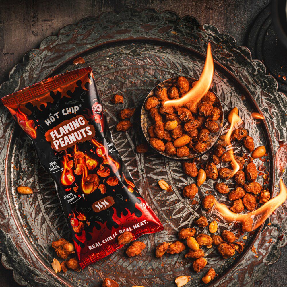 Cacahuètes piquantes Hot Chip Flaming crispy ultra épicées 70gr