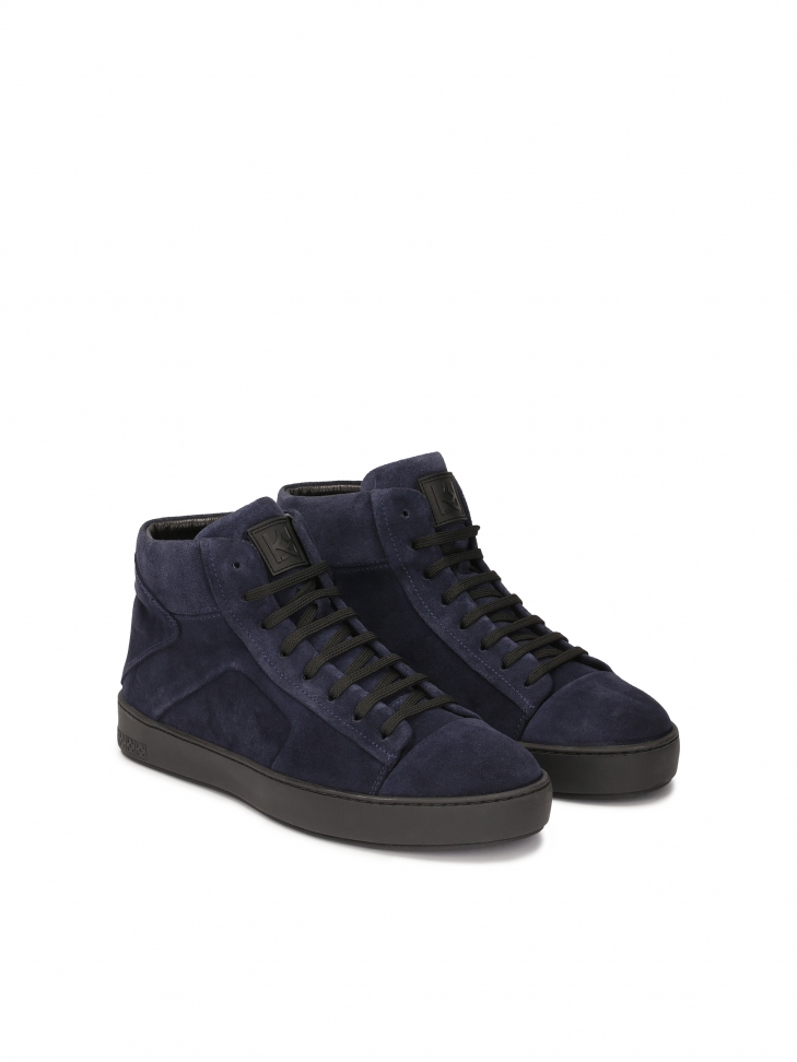 Navy blue sneakers with high lace-up upper
