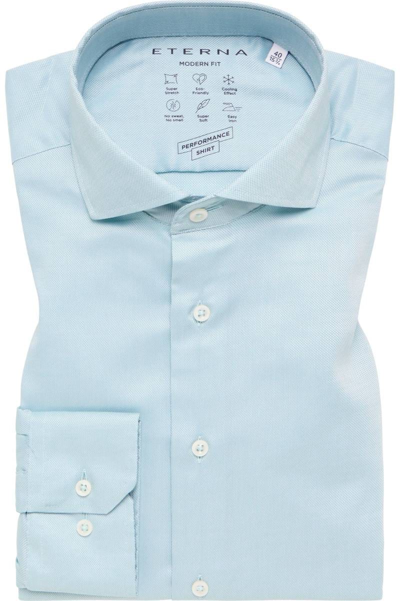 ETERNA Performance Modern Fit Tencel Hemd grün, Strukturiert