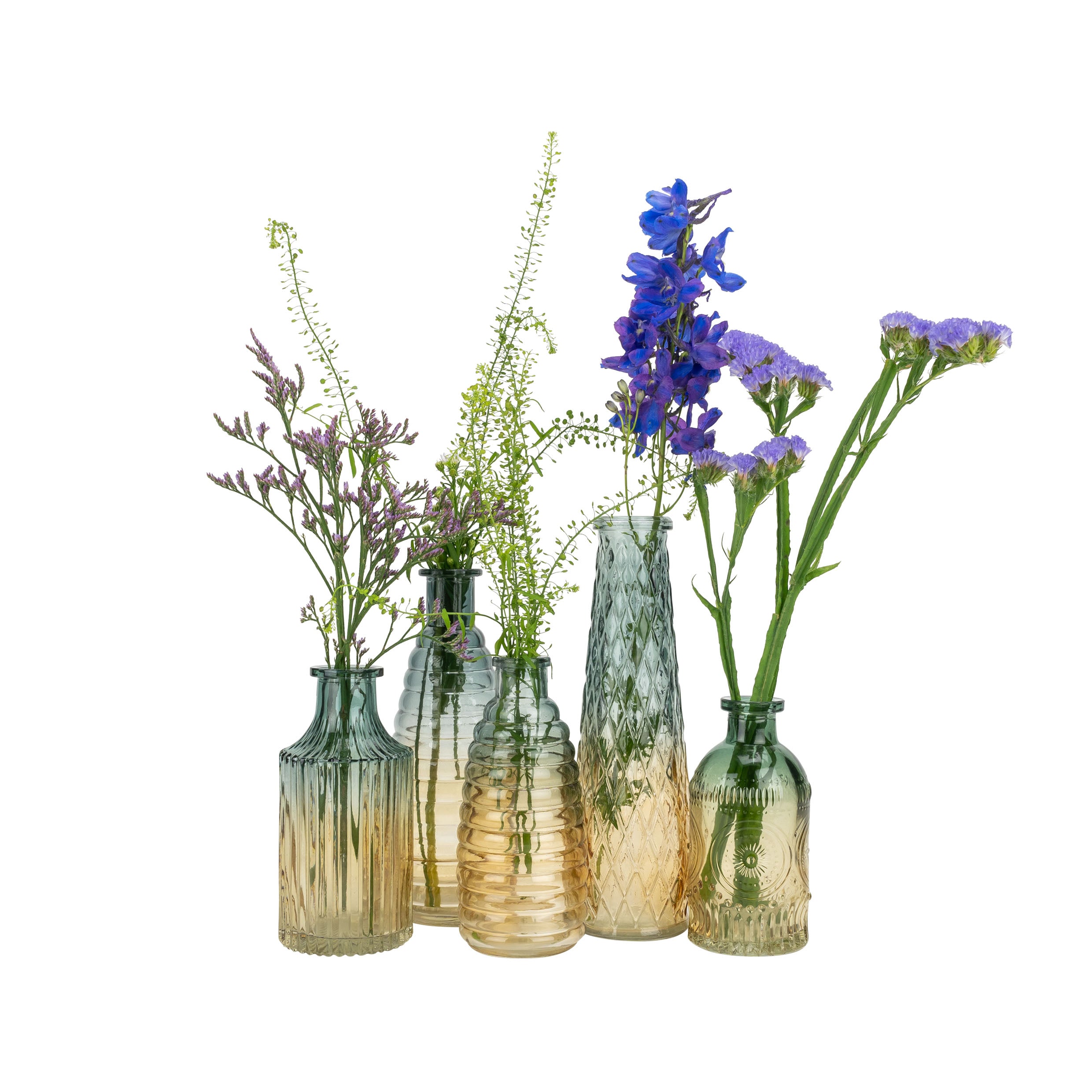 QUVIO Glazen vazen met patroon - geel blauw