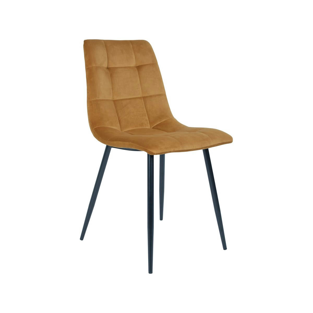 AGLO - Chaise design en velours matelassé moutarde