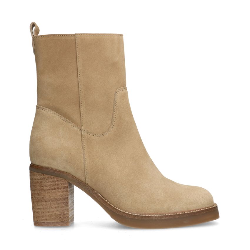 Manfield Beige suède enkellaarsjes