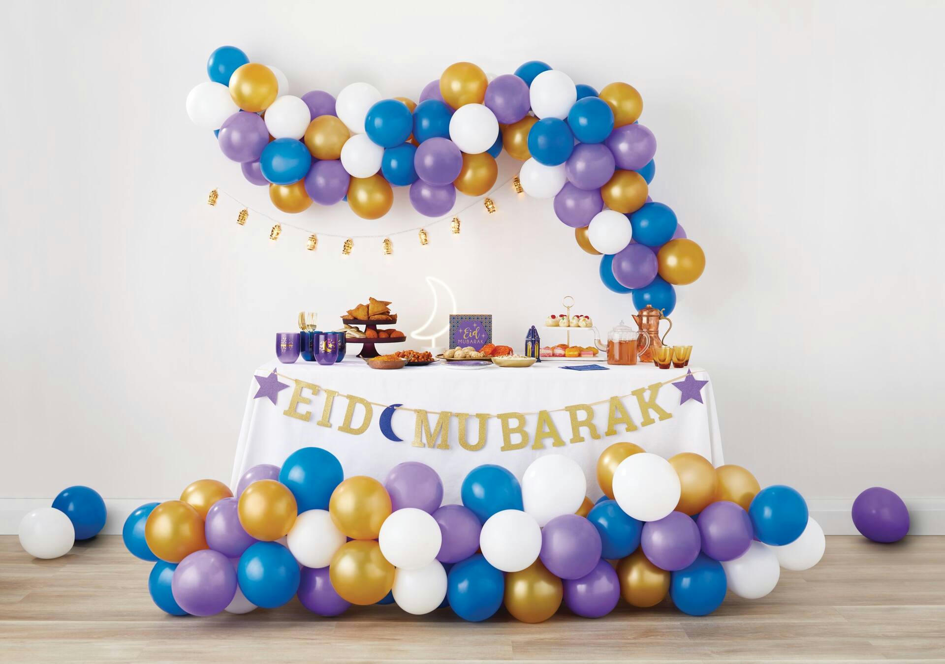 Eid Mubarak Glitter Letter Banner, Gold