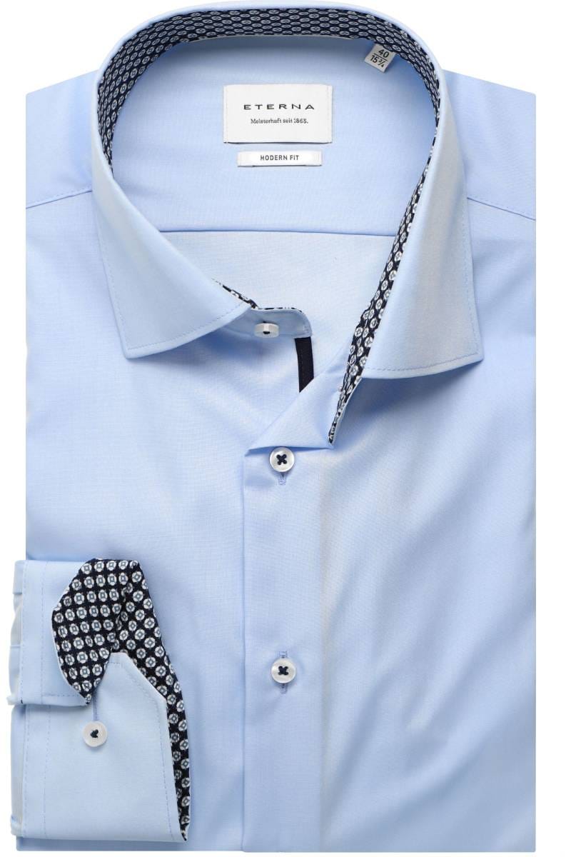 ETERNA Modern Fit Dynamic Cotton Hemd hellblau, Einfarbig (extra langer Arm)