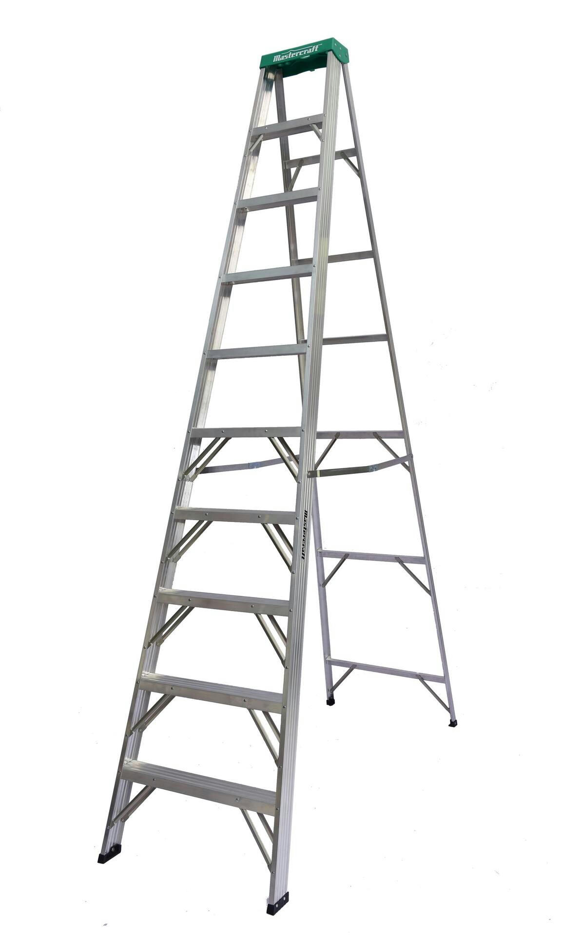 Mastercraft Tradesman Grade 2 Aluminum Commercial Step Ladder, 10-ft, 225-lb