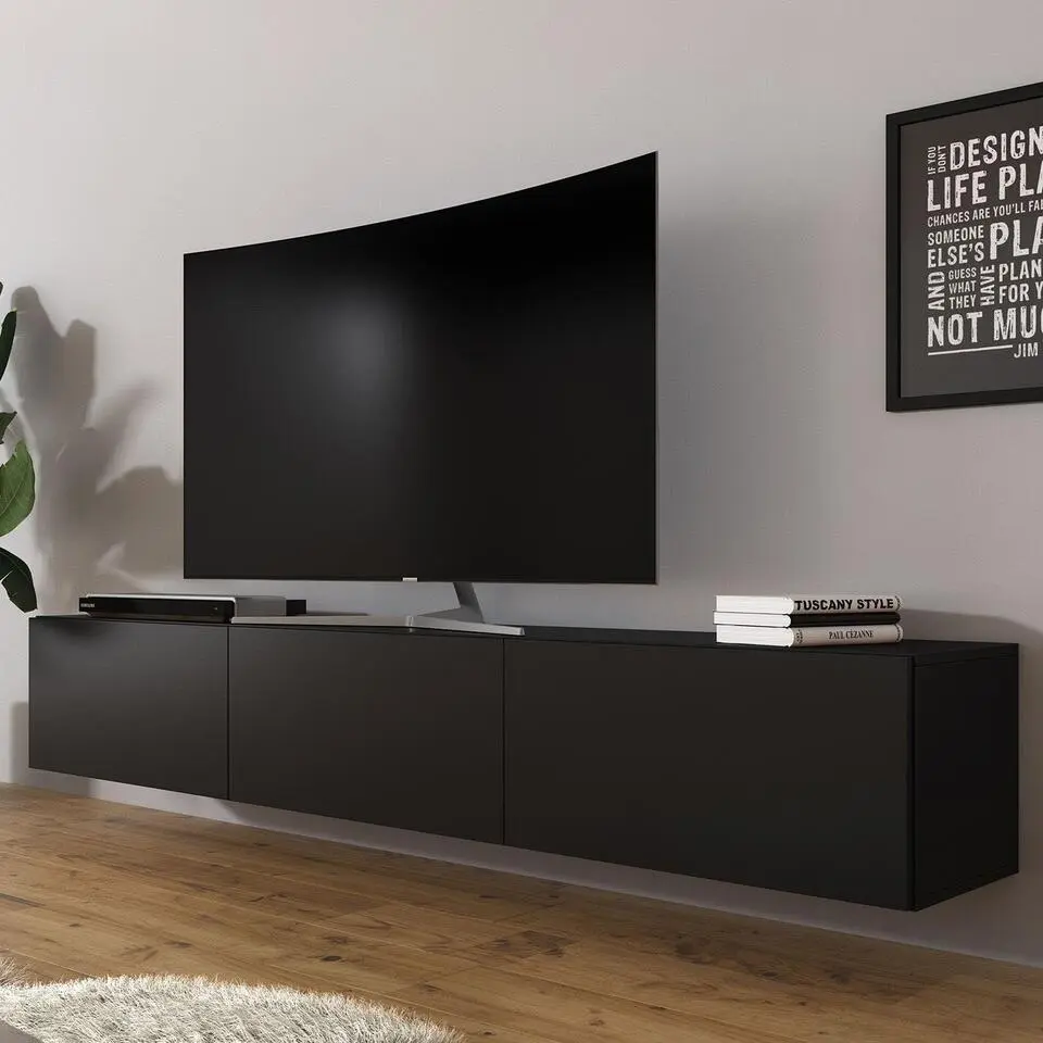 Meubella - TV-Meubel Bonzo - Mat Zwart - 180 cm