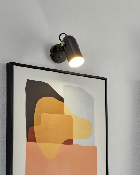 Zestaw 2 lamp ściennych kinkietów metalowy czarny