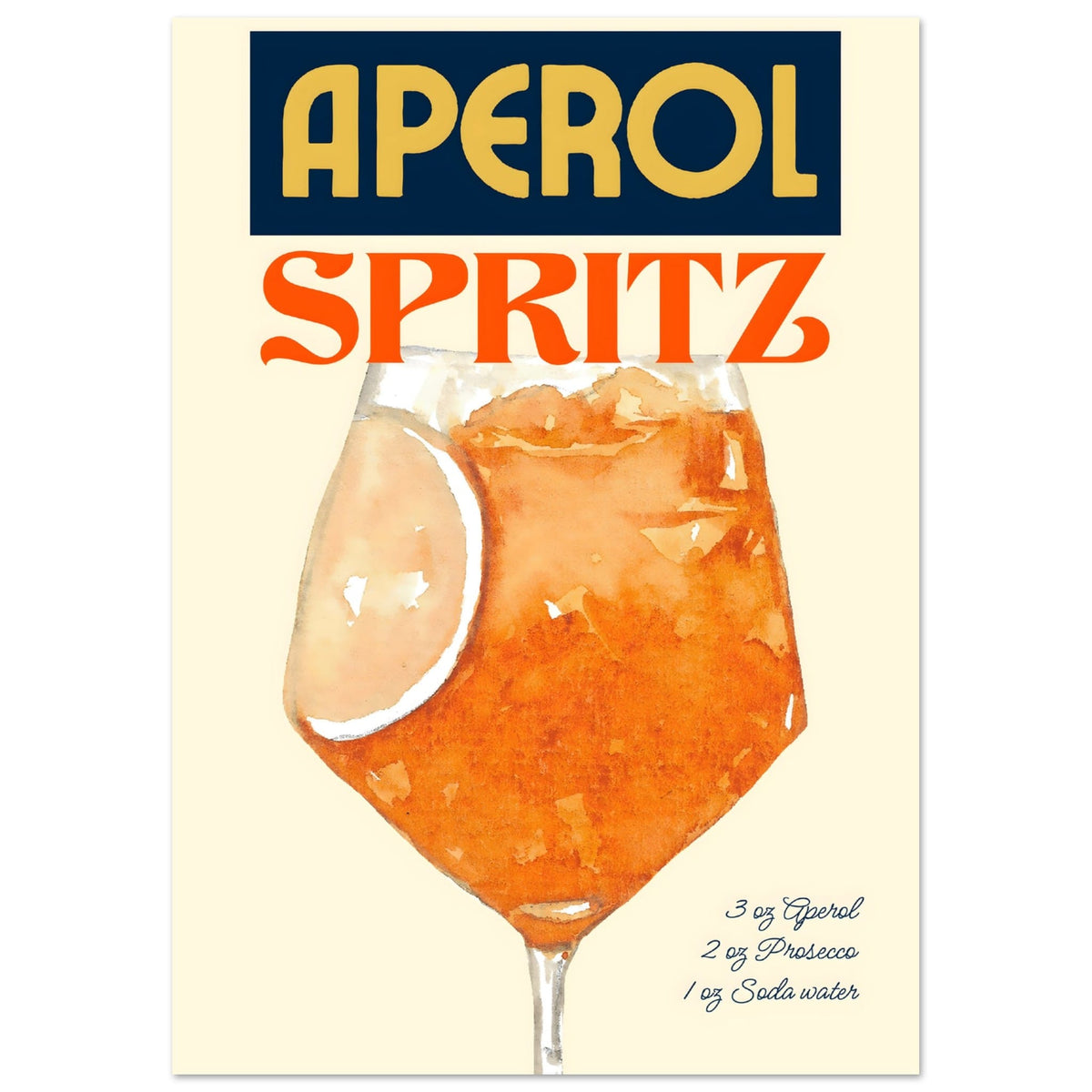 Artfulprints Poster Aperol Spritz - Original  - A4 21x29.7 cm - Oranje