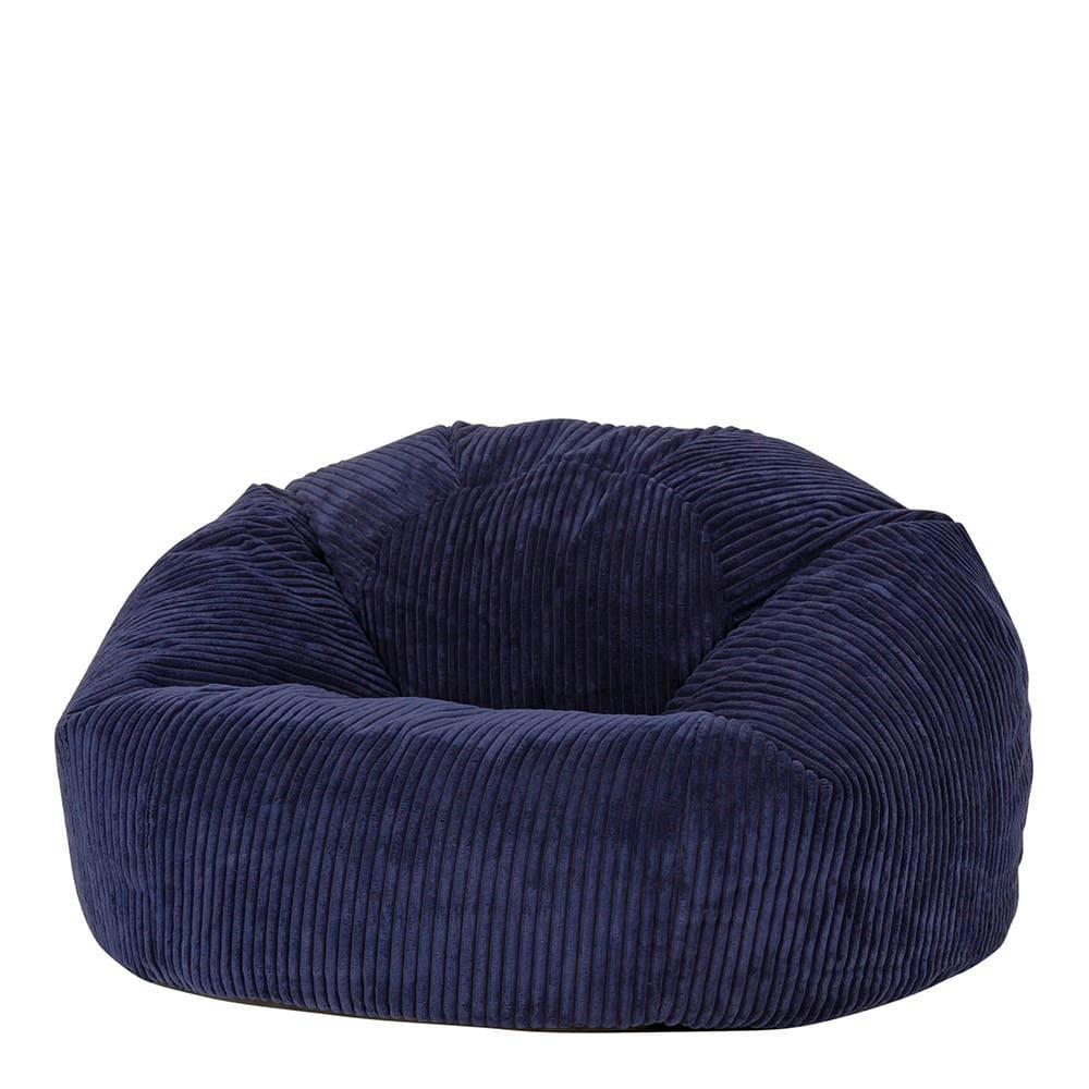 KINGSTON - Pouf Icon velours côtelé bleu marine