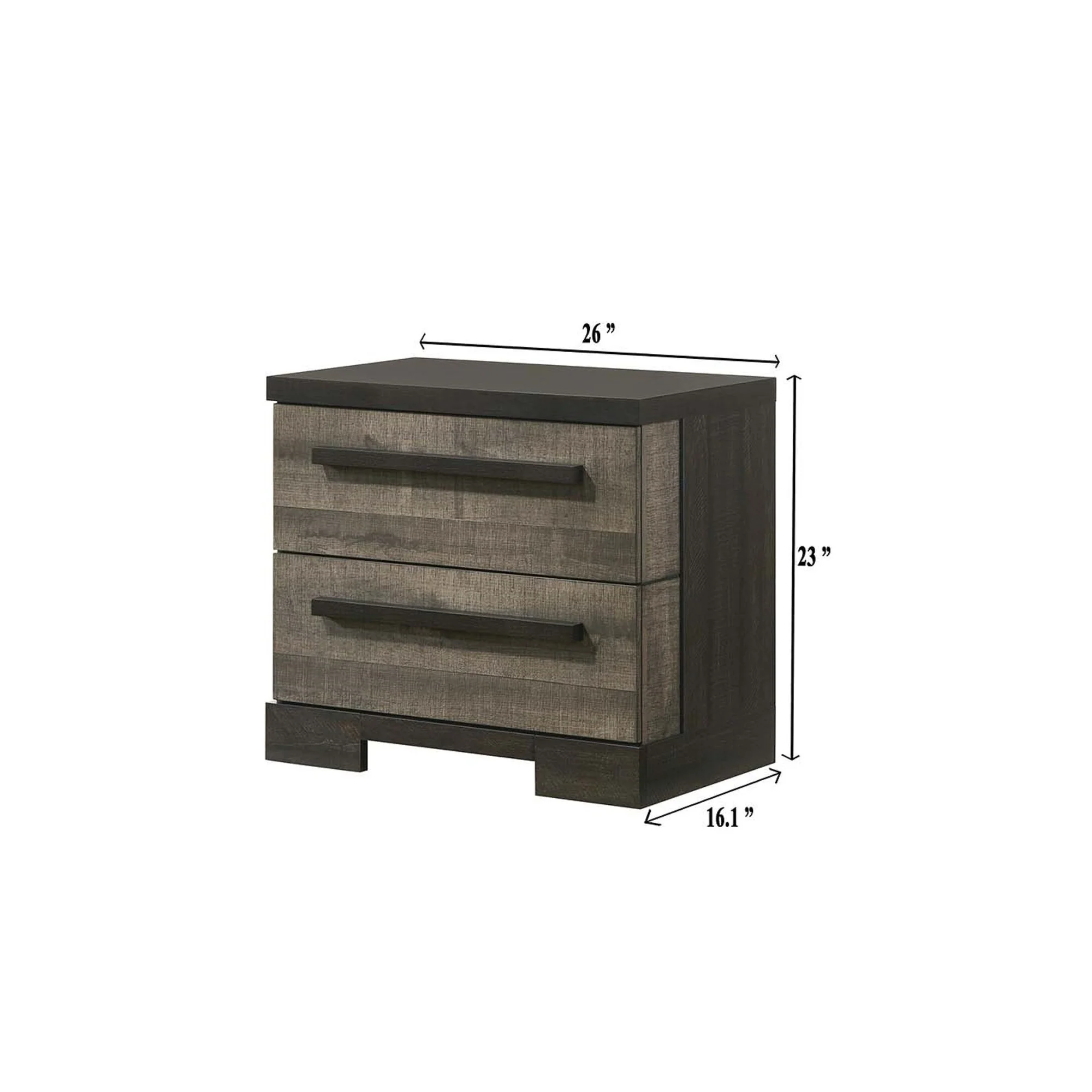 1pc Contemporary 2-Drawer Nightstand Wooden Bedroom Furniture