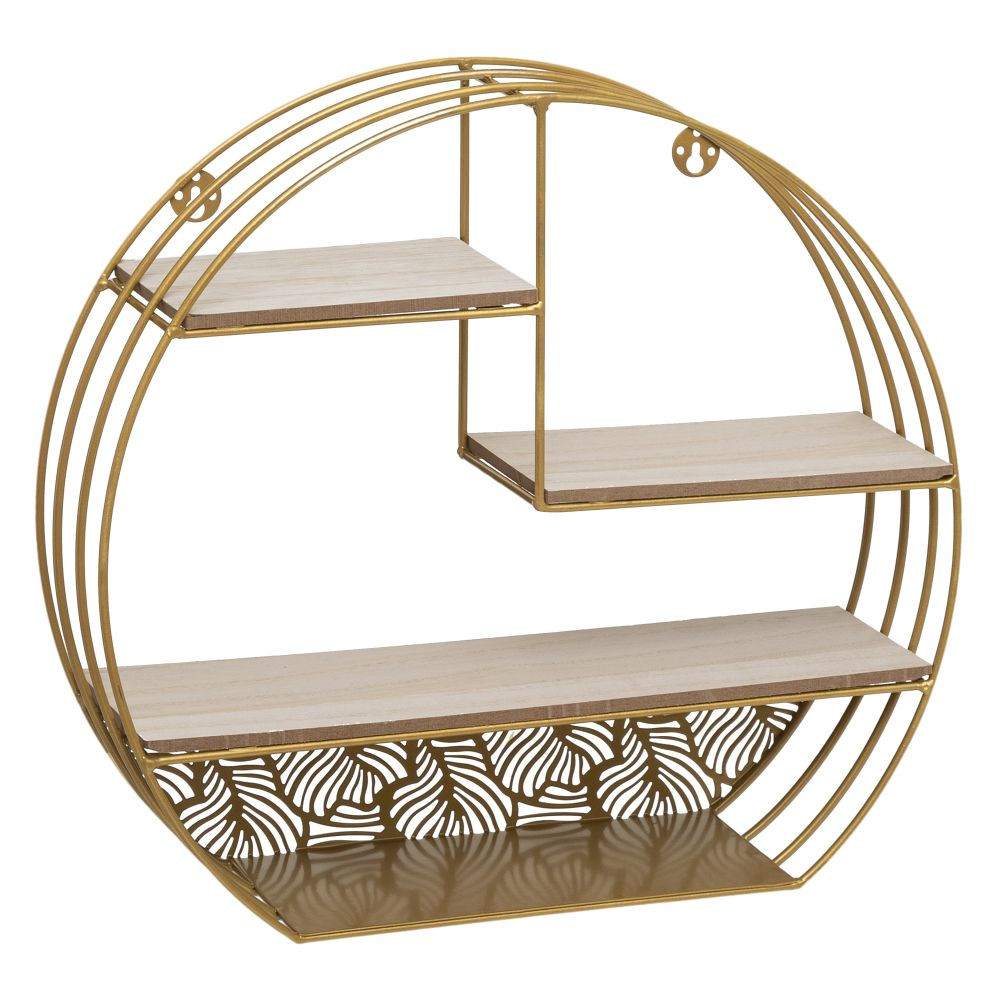 Półka ścienna wisząca Ferro metalowa złota 39x36 cm do kuchni łazienki
