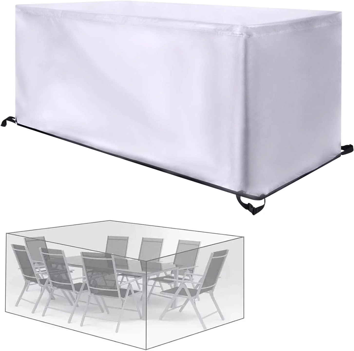 Waterproof Outdoor Patio Furniture Cover 330x150x100cm, Windproof Oxford Rectangular Table  Sofa Cover