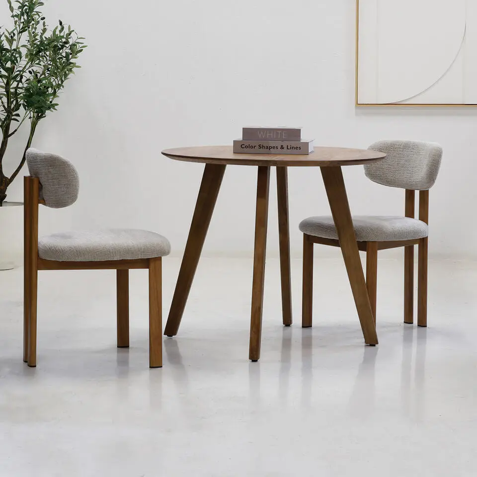 Eettafel Rond - Naturel Mangohout - 90x90x76cm - Oslo