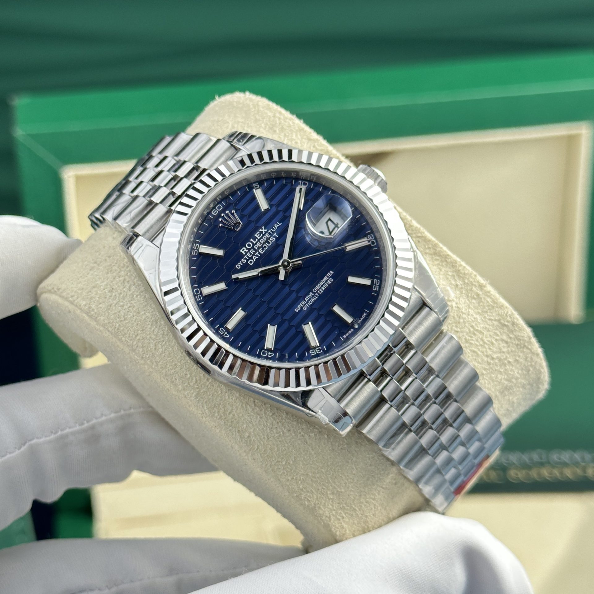 Rolex Datejust 126334 904L Steel Blue Motif Dial 41mm Jub Super Clone