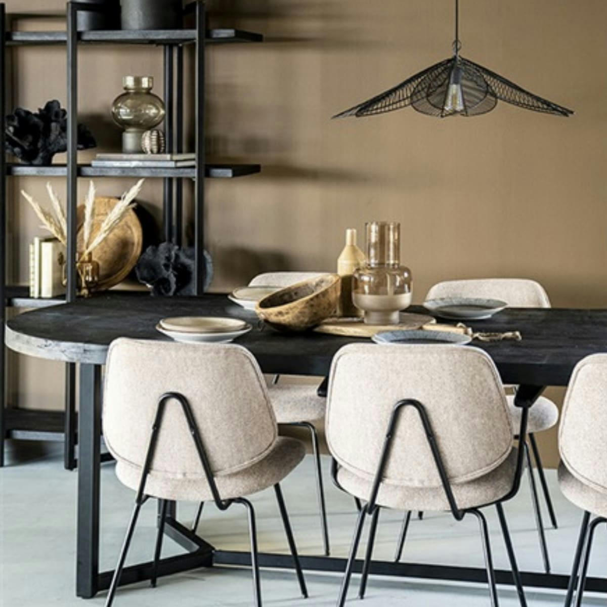 TOINE - Chaise salle à manger moderne en tissu beige