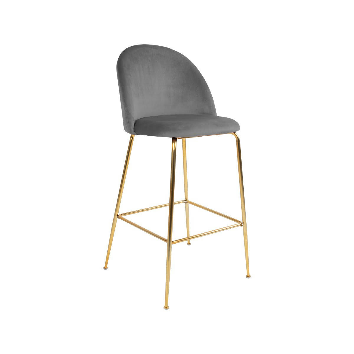 ANDREA - Tabouret de bar scandinave en velours gris
