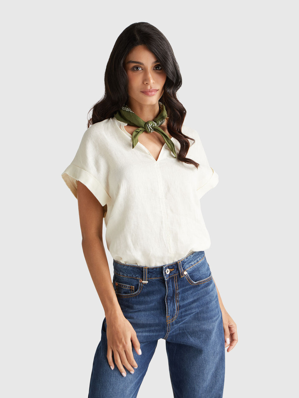 Blouse with V-neck