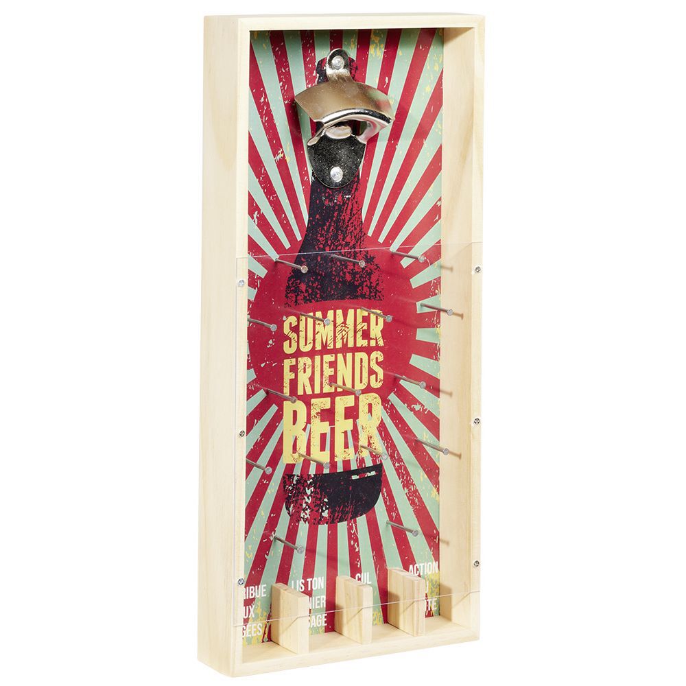 Jeu à boire décapsuleur en bois Summer Friends Beer H40cm