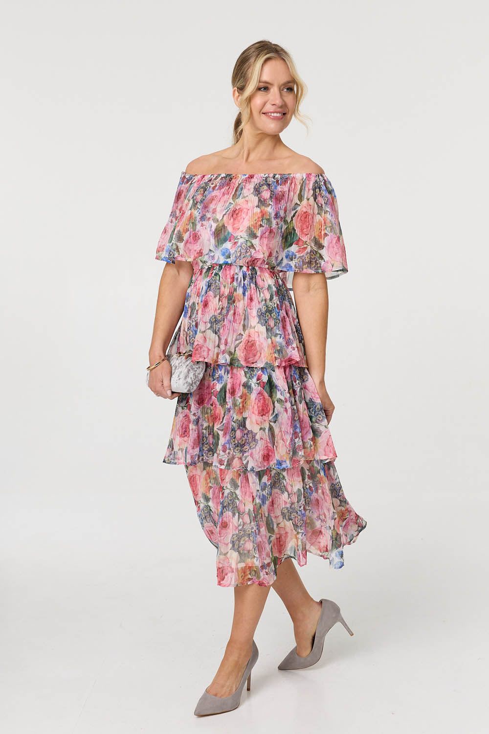 Izabel London Floral Layered Tiered Maxi Dress