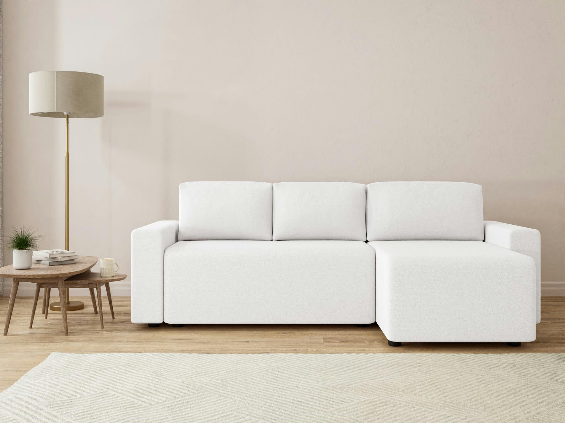 MAX - Canapé d'angle convertible en  4 places blanc