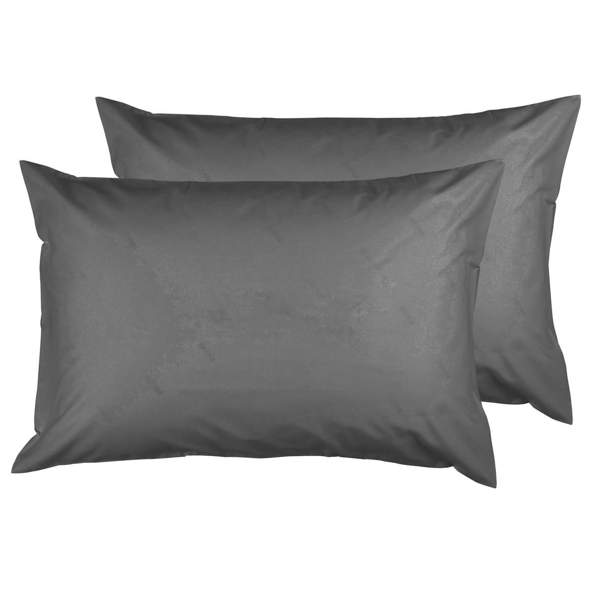 STUDIO - Lot de 2 taies d'oreiller en coton  gris silver 50x70 cm