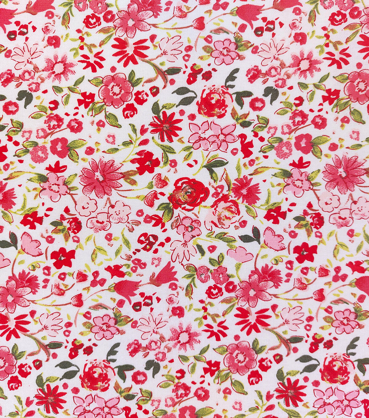 1yd Precut Red & Pink Floral Quilt Cotton Fabric by Keepsake Calico