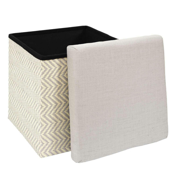 Pufa ZIGGY ze schowkiem beżowo-szara 38x38 cm