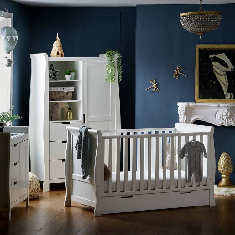 Obaby Stamford Classic Sleigh 3 Piece Nursery Set- White