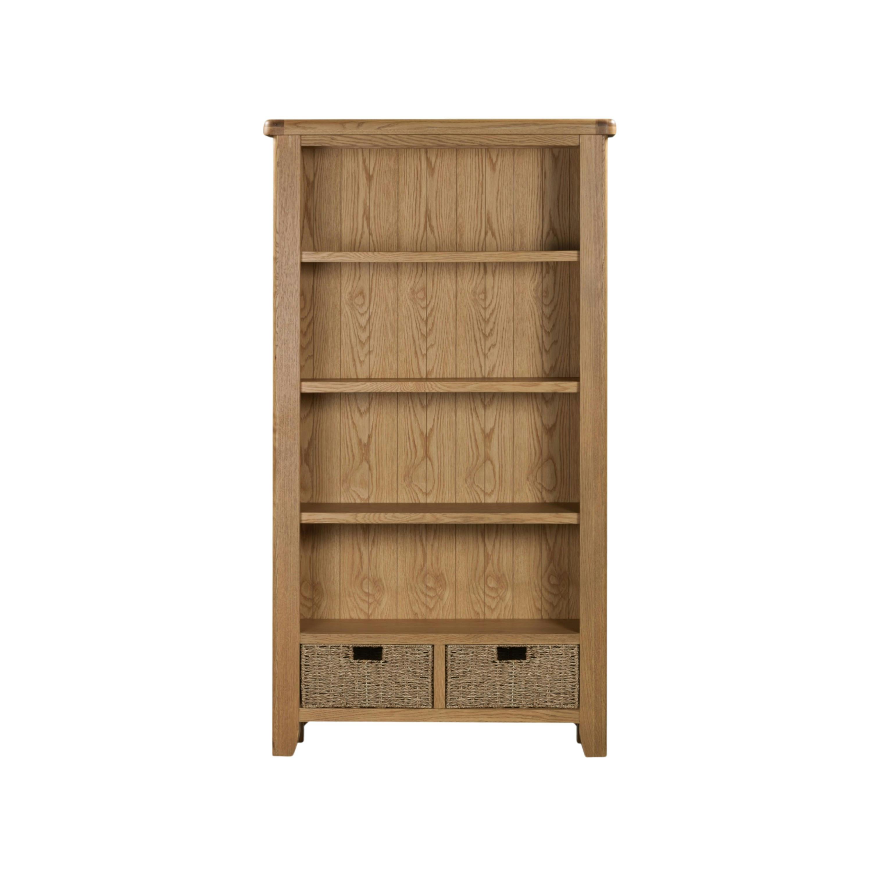 Bibliothèque chêne avec 2 paniers de rangement VALMONT