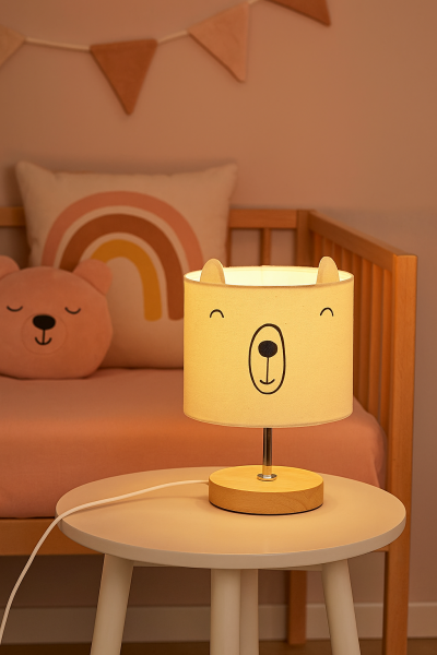 Lampka nocna dla dzieci beż MIŚ 1xE14 21 cm