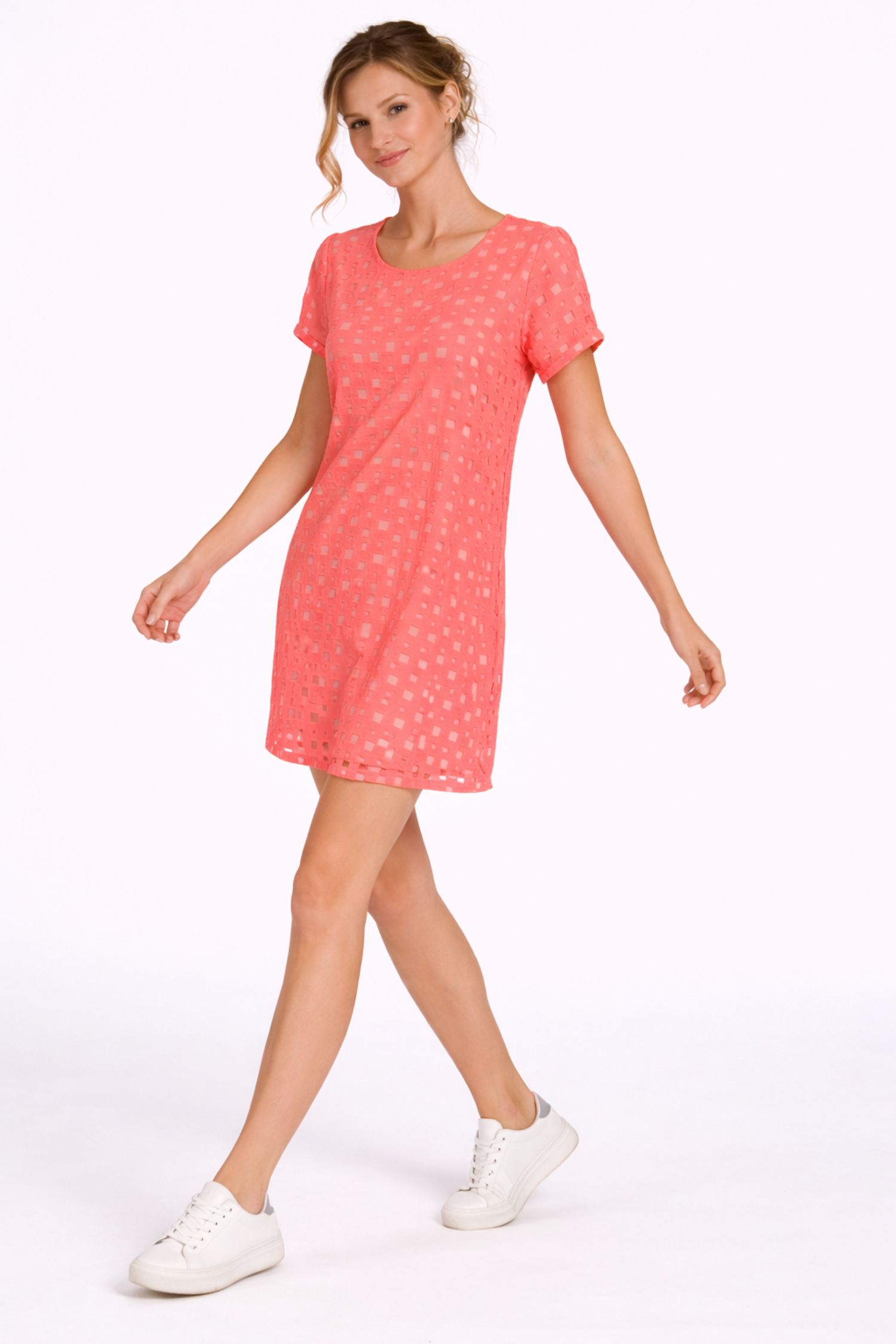Cutie London Perforated Short Sleeve Mini Dress