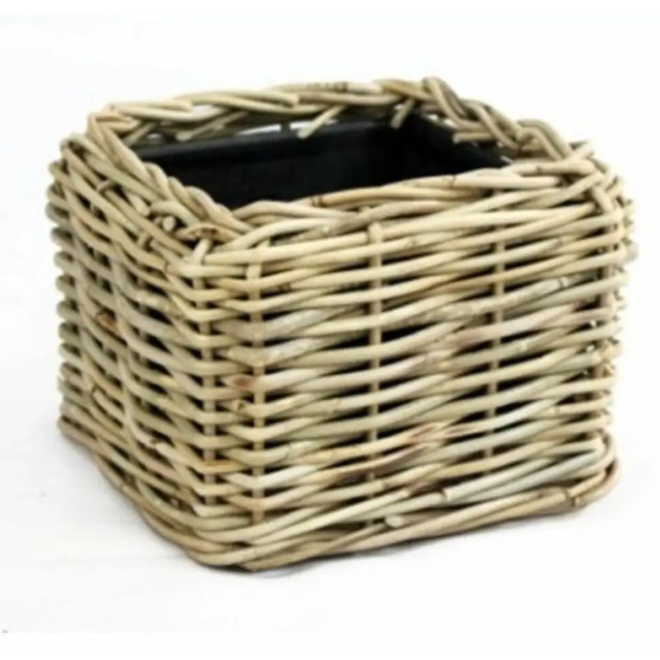 Van der Leeden Planten mand - vierkant - rotan - 25 cm - drypot