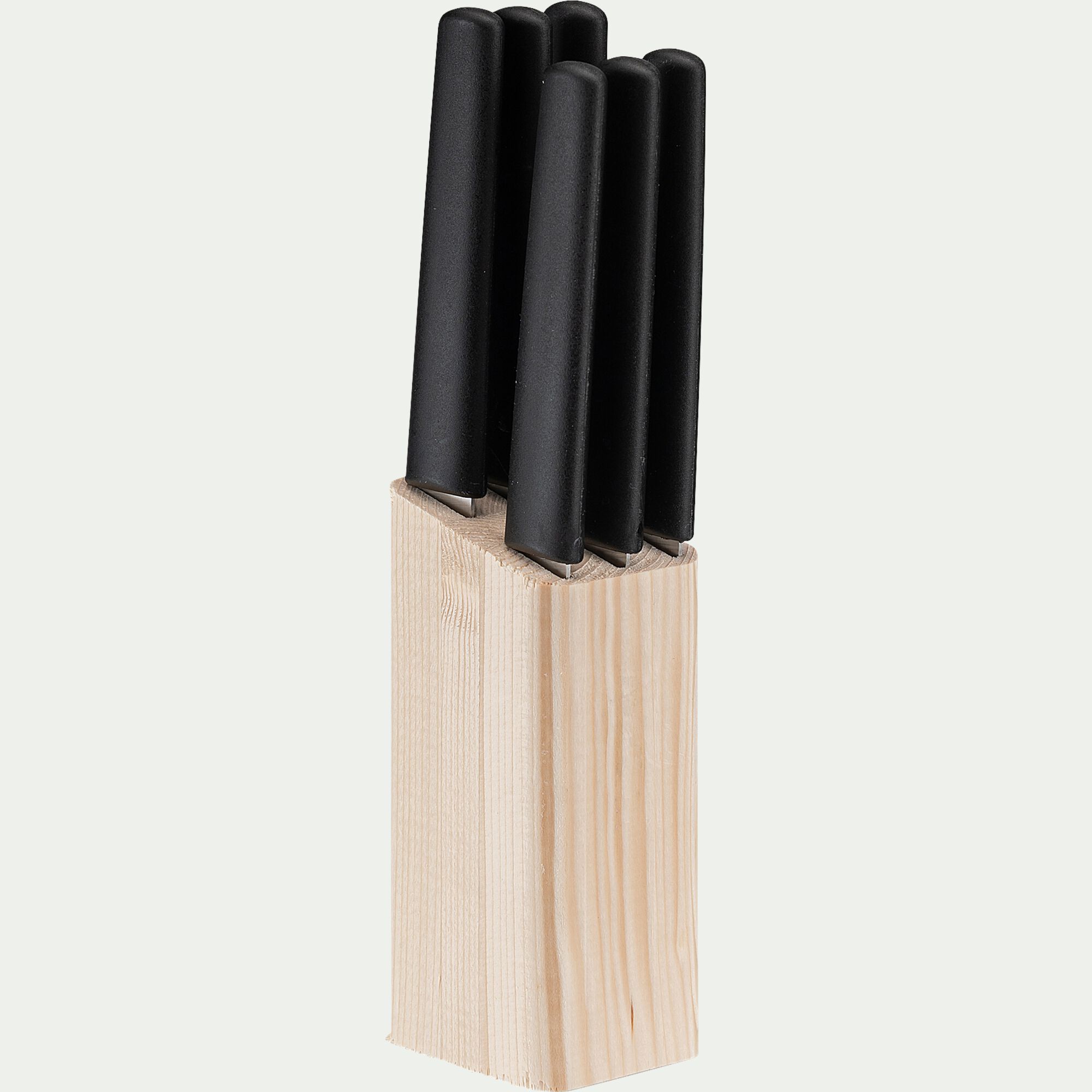 LINE - Bloc de 6 couteaux bi-matière et bio matière - noir