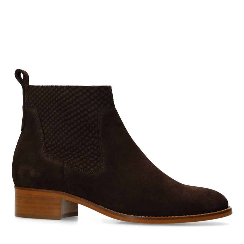 Manfield Bruine suède enkellaarsjes