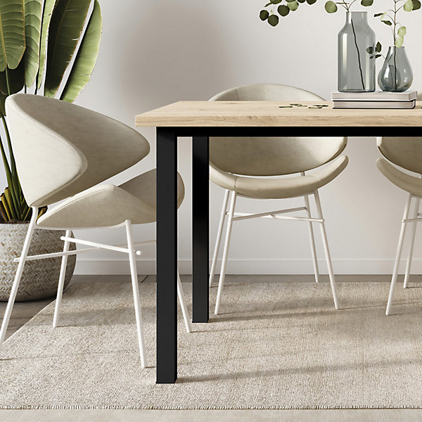 Emuca Pieds carrés et cadre de table, 50x50mm, 1150x750mm, Acier, Peint en noir