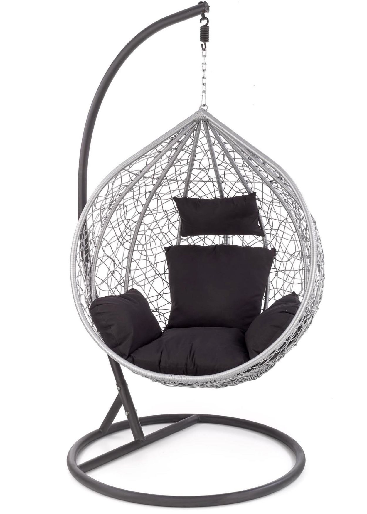 Fotel wiszący ogrodowy Eggy HALMAR boho szary czarny 195 cm
