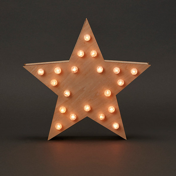 Etoile lumineuse en bois craquelé l.30 x H. 28,5 cm