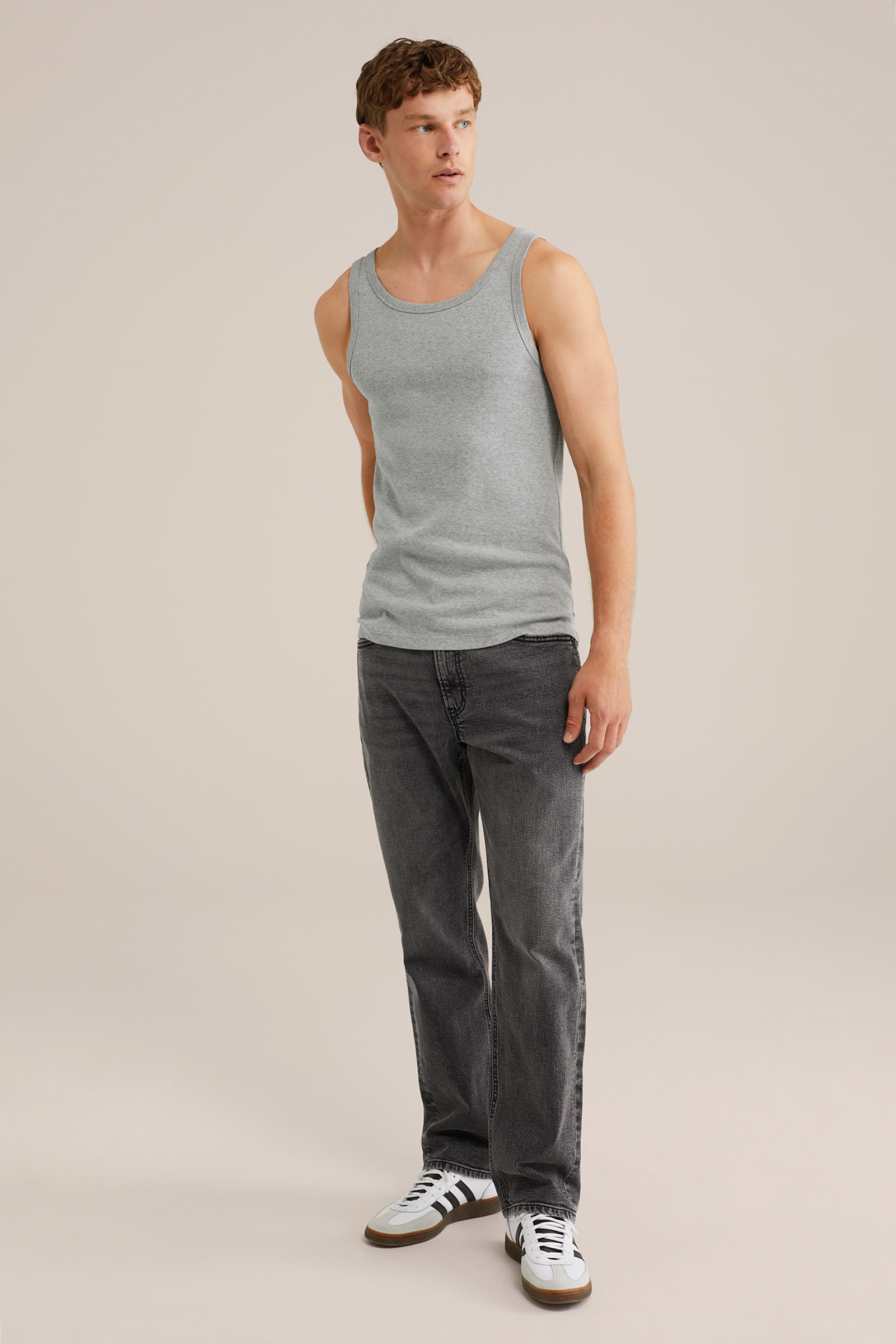 Heren Slim fit geribd singlet
