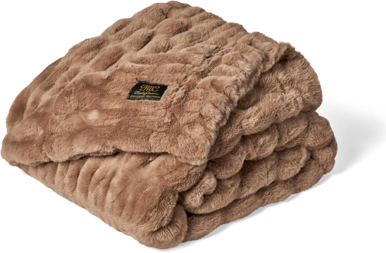 Minky Couture Hugs Blanket - Extra Plush Blanket for Premium Gifting - Stretchy Bubbled Cozy Throw - Silky Smooth - Durable & Machine-Washable - Travel-Friendly - Travel, Milk Chocolate