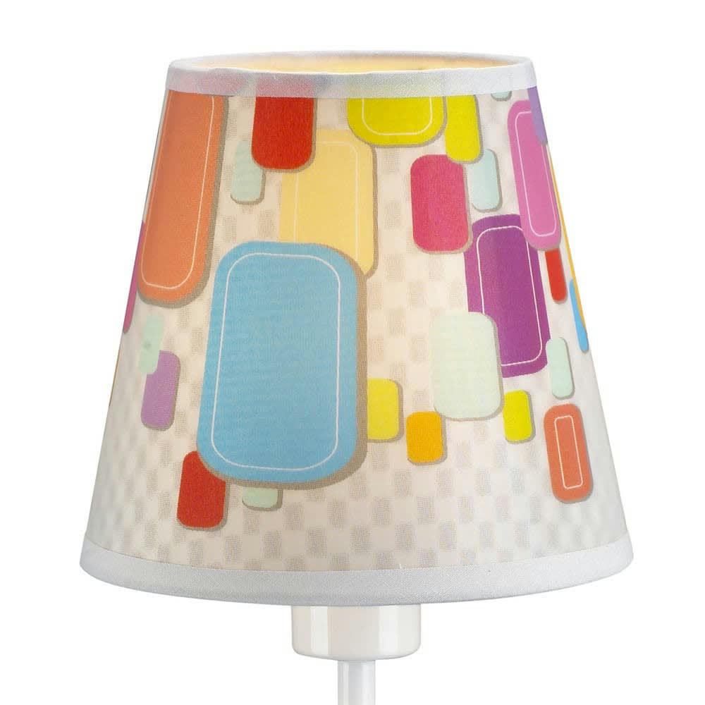 CARAMELOS - Lampe à poser enfant blanc et abat-jour multicolore de bonbons