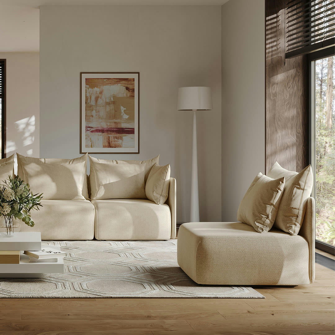 DUNE - Canapé 2 places crème en polyester