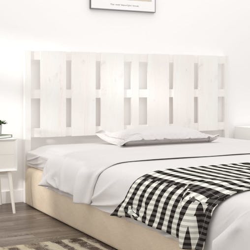 NNEVL Bed Headboard White 185.5x4x100 cm Solid Wood Pine
