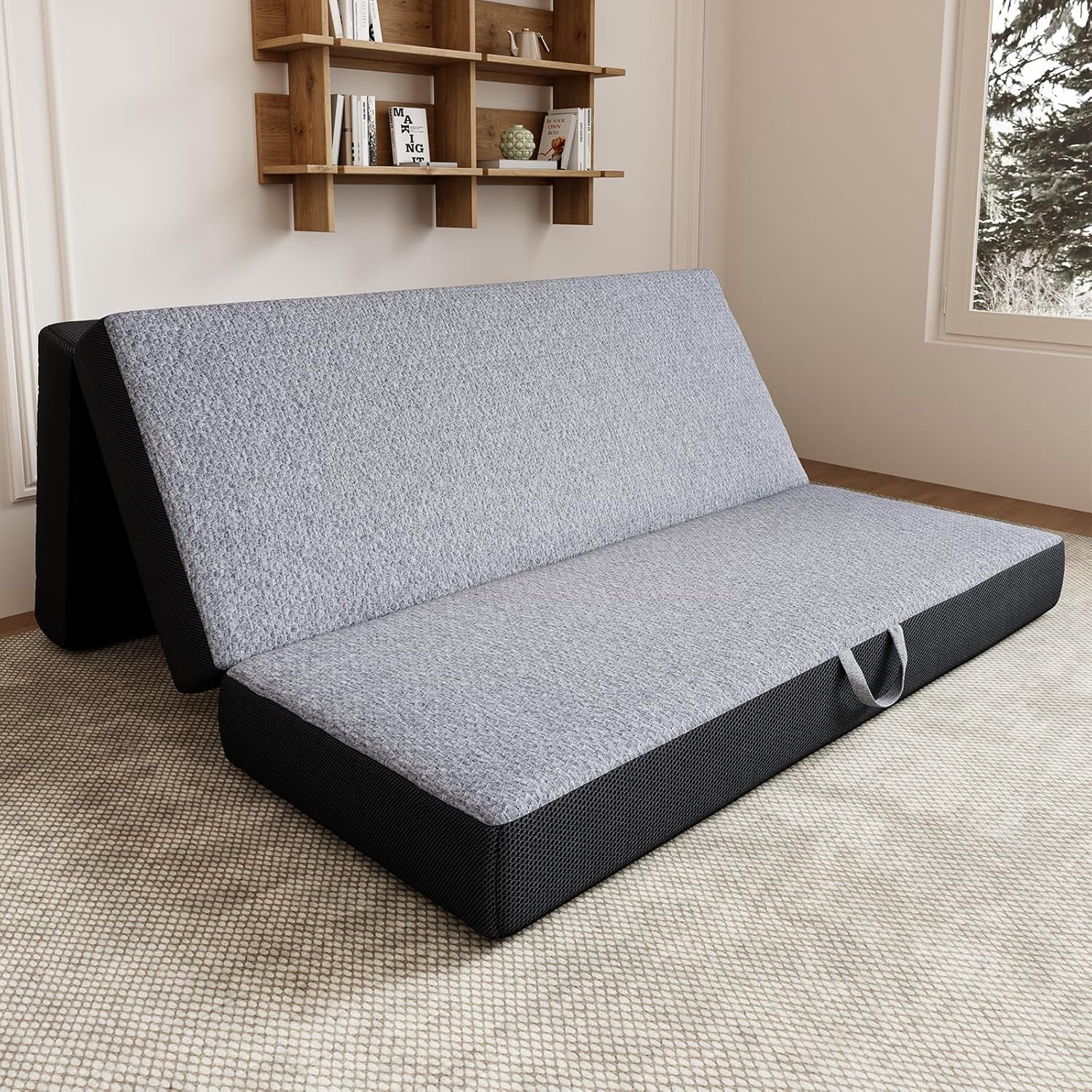 Vamcheer Tri Folding Mattress Queen Size - 6 Inch Foldable Mattress for RV/Camping/Travel/Guest Room/Yoga, 78x58x6 Trifold Memory Foam Cushion with Washable Cover