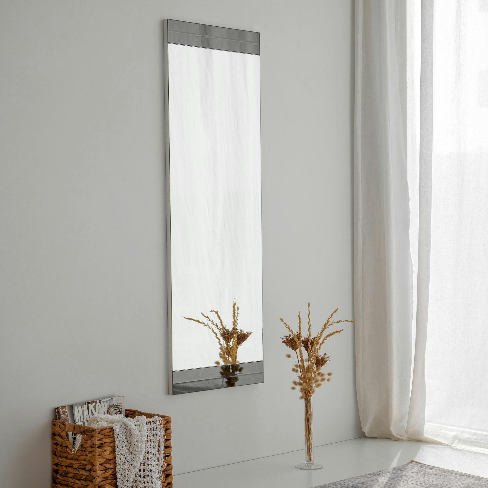 Miroir mural vertical - bandeau verre fumé CODY