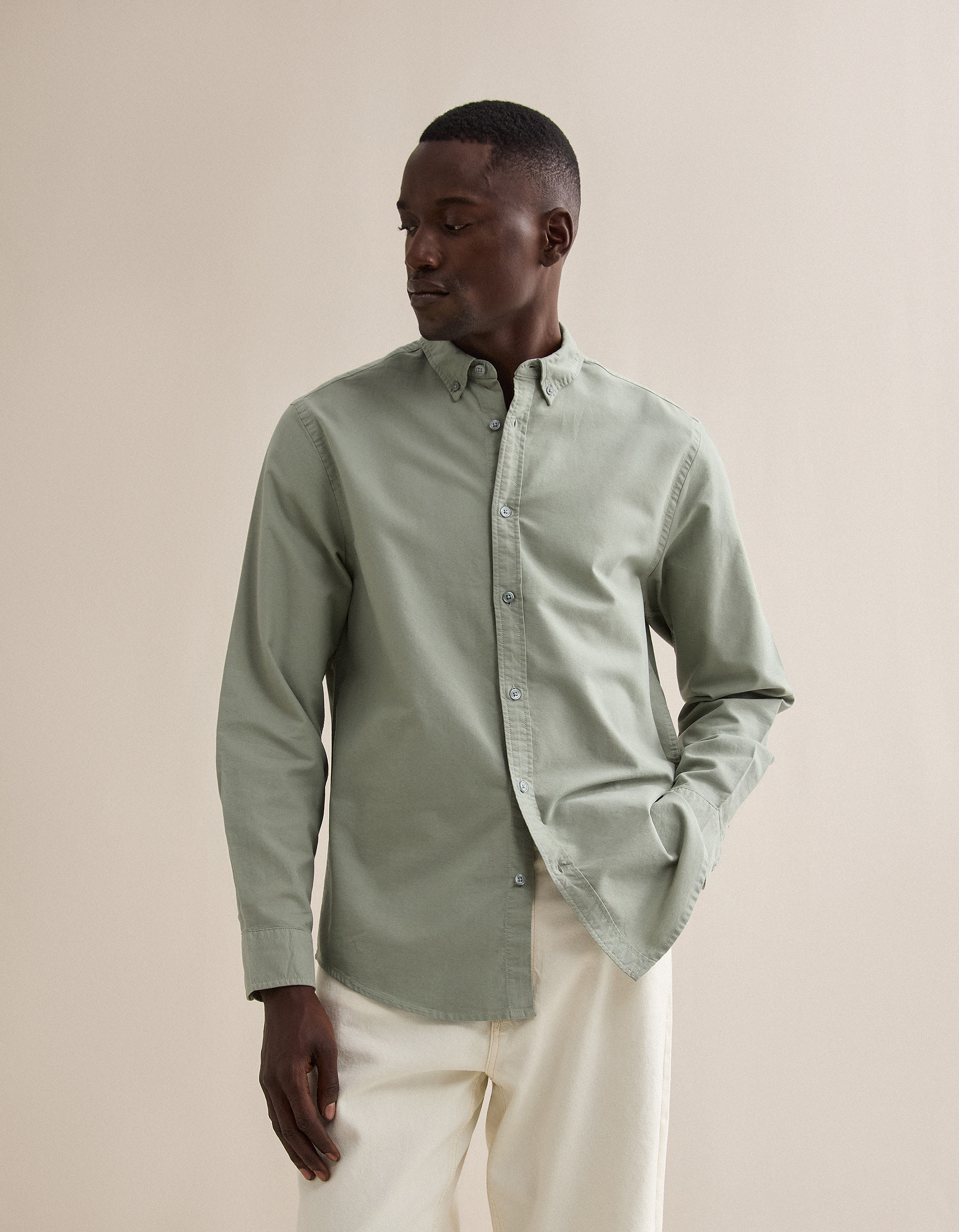 Camisa Oxford, Homem, Verde Claro