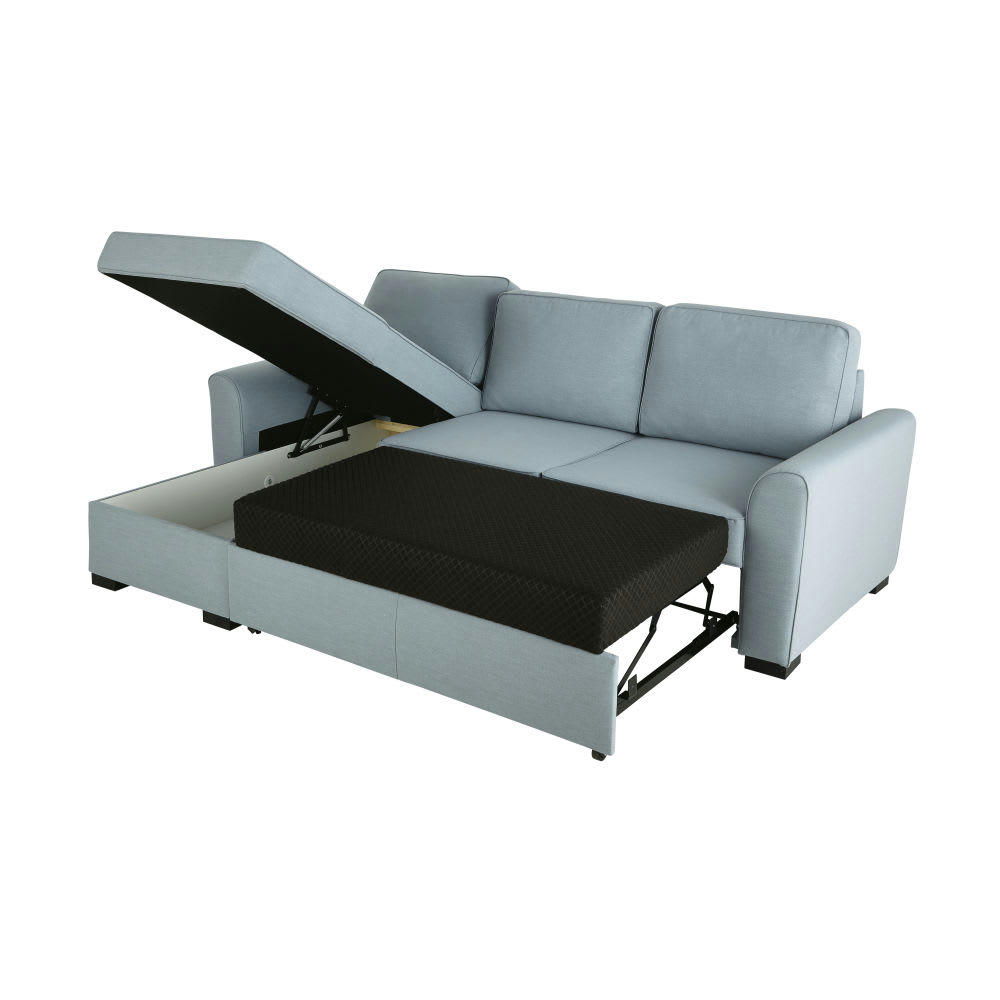 Montréal - Canapé d'angle convertible 3/4 places bleu gris