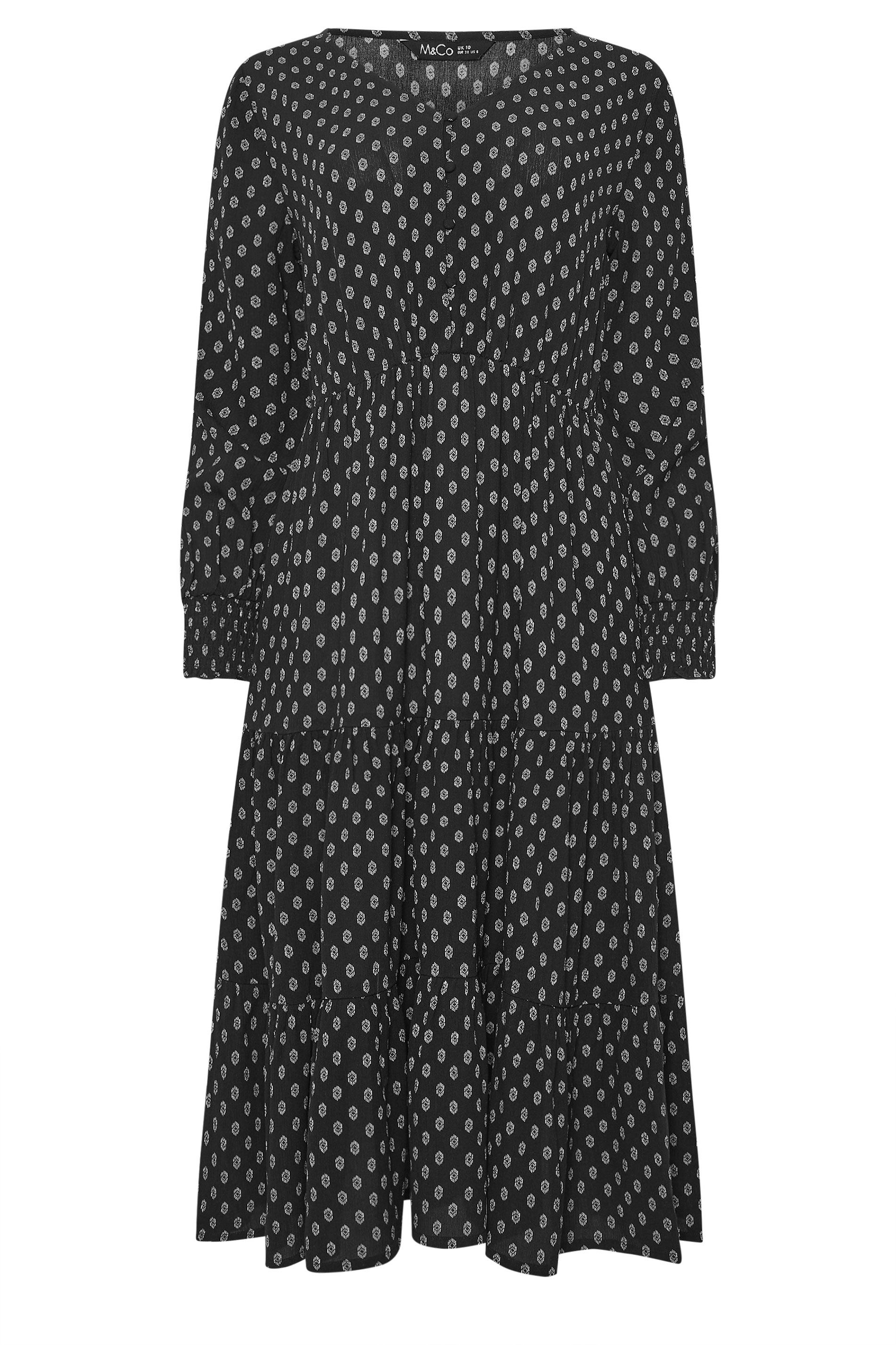M&Co Dobby Tiered Midi Dress
